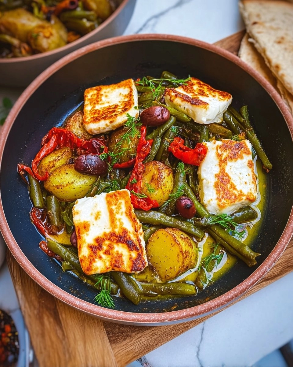 Buschbohnen-Kartoffel Pfanne & Halloumi