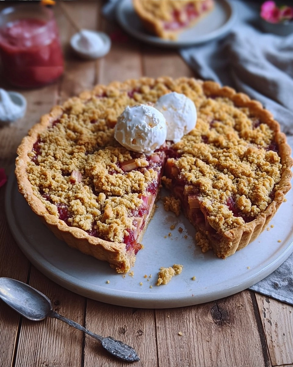Einfacher Rhabarber Streusel Pie