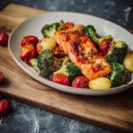 Lachs-aus-dem-Airfryer-mit-Gnocchi-Brokkoli-und-Tomaten-Rezept