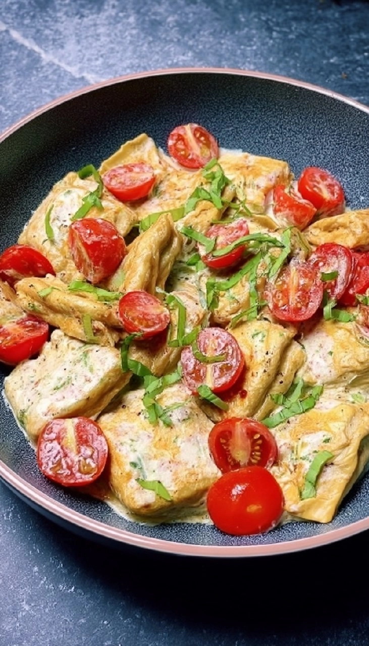 Maultaschen-Pfanne Mit Tomaten Und Käse