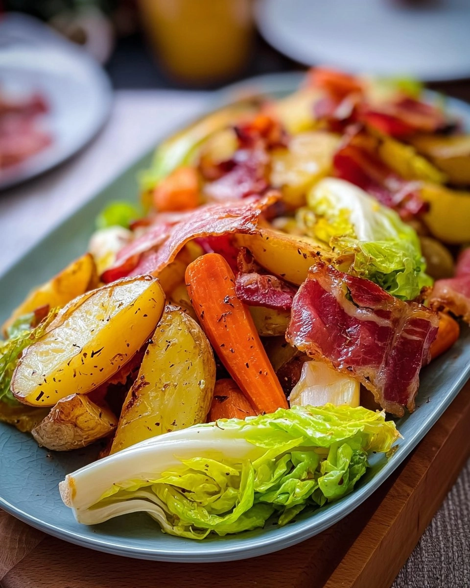 Ofenkartoffeln mit Speck, Endivie, Möhren & Pastinaken