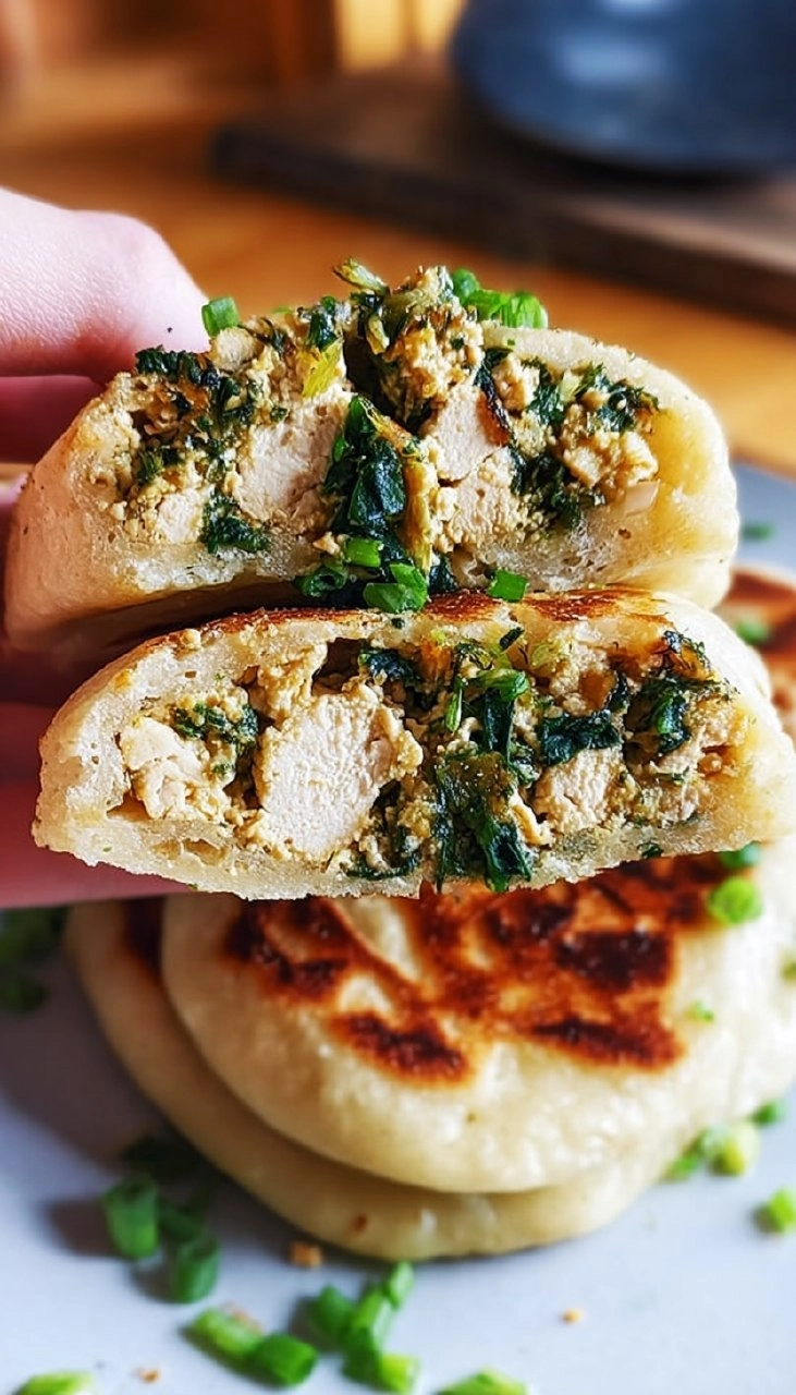 Pfannenbrote mit Bärlauch-Tofu-Füllung