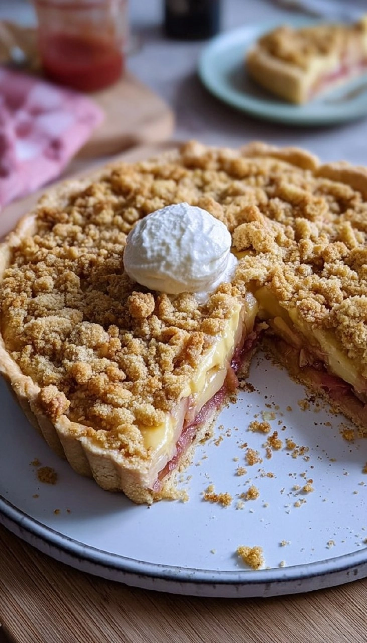 Rhabarber-Streusel-Custard-Kuchen