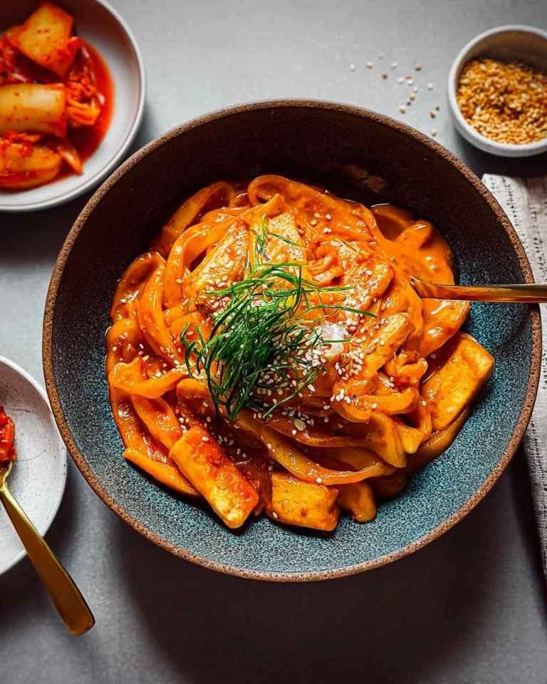 Tofu-Scherennudeln-mit-Kimchi-Sahnesauce-Rezept