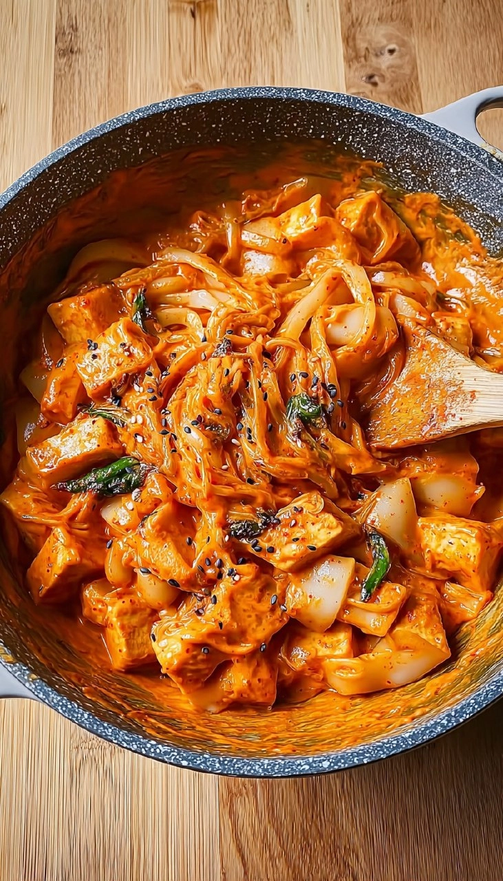 Tofu-Scherennudeln mit Kimchi-Sahnesauce 5 Tofu-Scherennudeln mit Kimchi-Sahnesauce