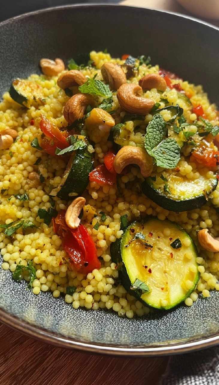 Zitroniger Couscous mit geröstetem Gemüse und Cashews 5 Zitroniger Couscous mit geröstetem Gemüse und Cashews