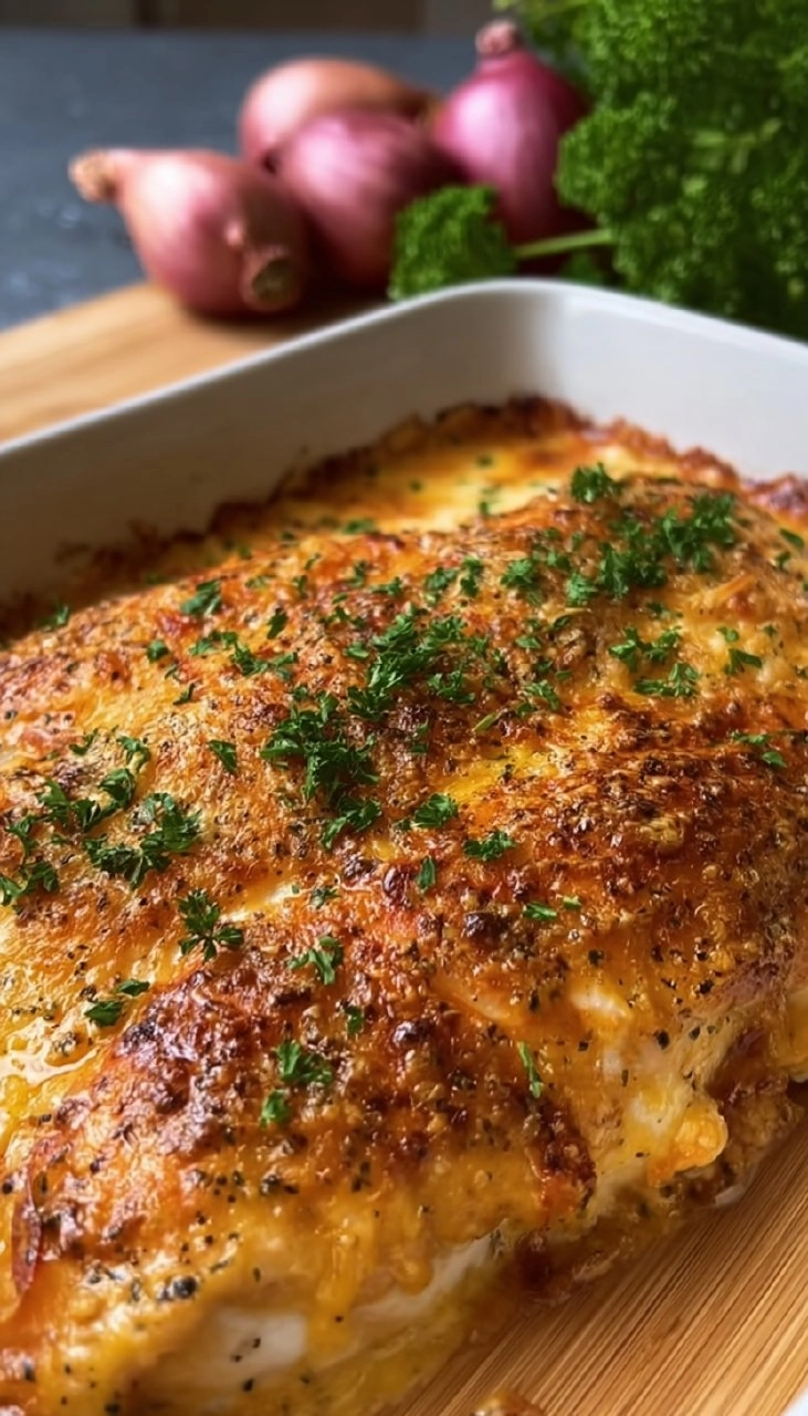 Zwiebel-Sahne-Hähnchen aus dem Ofen
