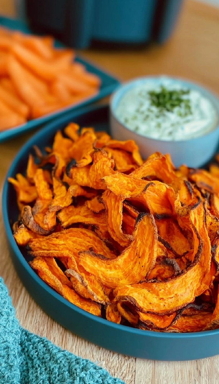 Karottenchips aus dem Airfryer mit cremigem Protein-Dip 5 Karottenchips aus dem Airfryer mit cremigem Protein-Dip