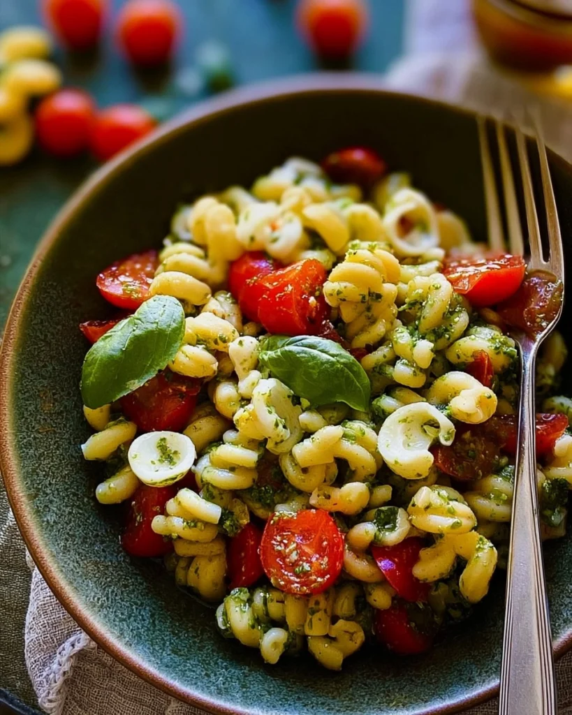 Mediterraner-Nudelsalat-mit-Pesto-Rezept